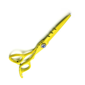 Tijeras de Peluquería de Color Amarillo para Uso Doméstico y en Salón, con Reposadíces Ajustable y Tornillo Decorativo - Product Image 2