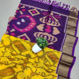 ส่าหรีผ้าฝ้ายผ้าไหม ikkat ที่สวยงาม - Product Image 1