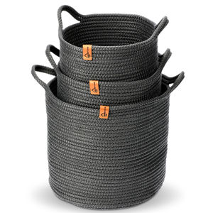 Juego de 4 Cestas Tejidas Naturales Grandes para Encimera y Baño, Organizadores Multiusos para Cocina y Hogar, Juego de Cestas para Servir y Almacenar - Product Image 1