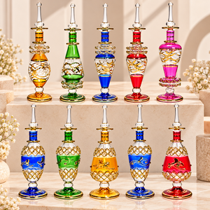 Flacons de parfum en verre soufflé à la main, flacons d'attar de luxe faits à la main avec décoration dorée, conteneurs d'huile de parfum traditionnels colorés - Product Image 4