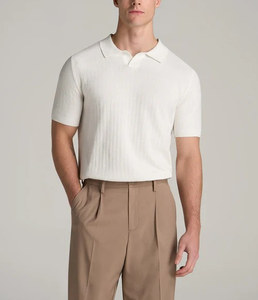 Polo de golf pour homme à manches courtes à col Johnny à séchage rapide, vente chaude, été, service OEM, piqué 50% coton/50% polyester 220 GSM - Product Image 1