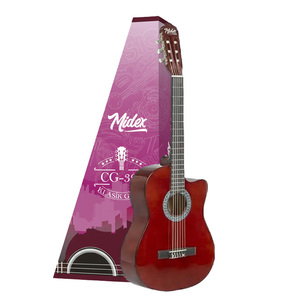 Guitarra Clásica Midex CG-390BR de 39 Pulgadas 4/4 con Varilla de Ajuste, Mástil de Sapele, Tapa de Abeto, Cutaway, Acabado Brillante y Funda Acolchada - Product Image 1