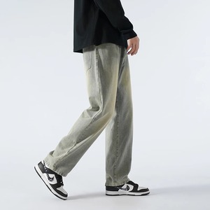 Jeans décontractés à jambe droite super longs pour hommes, hauteur 190cm, épaisseur 115/110cm, printemps, taille moyenne, service OEM, devant plat - Product Image 3