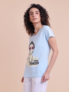 Camiseta de media manga con cuello estampado elegante y elegante de ODM Supply, cómoda Lona de moda para el verano, camisetas de talla grande para mujer - Product Image 4