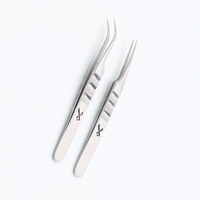 Ensemble de pinces à cils en acier inoxydable de précision, durables, avec pointe lisse, design droit et incurvé, longueur 10 mm, pour extension de cils