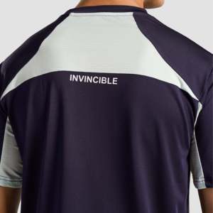 T-shirt de sport Ace léger 100 % polyester, bleu marine-vert menthe, tricoté uni, compressé et sérigraphié pour l'entraînement - Product Image 6