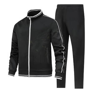 ชุดวอร์ม2ชิ้นสำหรับนักกีฬาชายเสื้อออกกำลังกายมีซิปเต็มตัวเสื้อแจ็กเก็ตและกางเกงกางเกงสำหรับยิมวิ่งออกกำลังกายกิจกรรมกลางแจ้ง - Product Image 1