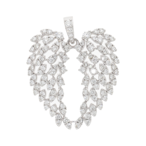 Collar con Colgante de Alas de Ángel para Mujer, Chapado en Rodio de 14K, con Diamantes Naturales, Diseño Elegante con Plumas, Símbolo Espiritual de Guardián - Product Image 1