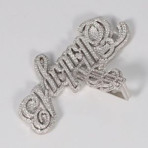 Lettre de nom personnalisée chic 14 KT or blanc unisexe Moissanite diamant avec pendentif de style Hip Hop par Ritzin - Product Image 2