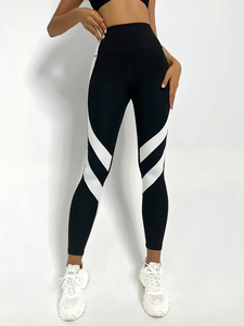 Two-Tone Yoga <b>Leggings</b> with Tummy Control Mid Waist Breathable and Sporty Design Seamless Technology for <b>Summer</b> Sports Tights - Product Image 4