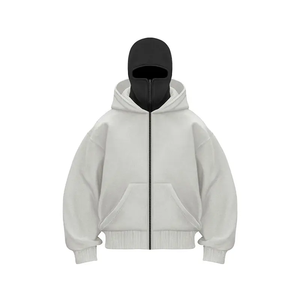 เสื้อฮู้ดกันลมพร้อมหน้ากากนินจาทรงหลวมและอเนกประสงค์สำหรับฤดูหนาวดีไซน์หมวกคู่ออกแบบได้ตามต้องการ - Product Image 2