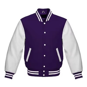 Vestes de baseball personnalisées OEM, vestes universitaires, vestes bomber pour hommes, manches en cuir et laine, avec logo brodé - Product Image 5