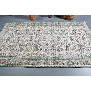 Tapis turc vintage 5.1x8,7 pieds blanc vert Patchwork Design laine matériel Latex support Style Tabriz pour la maison salon chambre à coucher - Product Image 3