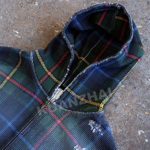 เสื้อฮู้ดดี้ทรงบ็อกซี่ แขนยาวแบบดรอปโชว์เดอร์ ผ้าวาฟเฟิลย้อมสีพื้น สไตล์วินเทจฟอกสี  สำหรับผู้ชาย  แบบสั่งทำพิเศษ ผ้าฟลานเนล - Product Image 4