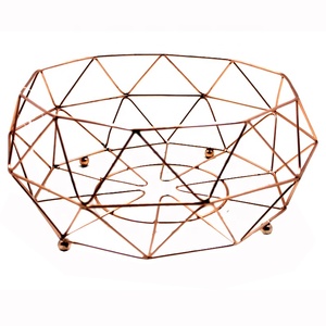 Laiton plaqué rond en fil de fer décoratif, panier à fruits, fait à la main, vente en gros, 10 pièces - Product Image 4