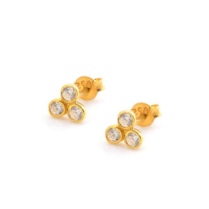 Circón cúbico étnico 925 plata esterlina oro y oro rosa plateado Unisex Stud pendientes perla diamante estilo religioso fiesta regalo - Product Image 3