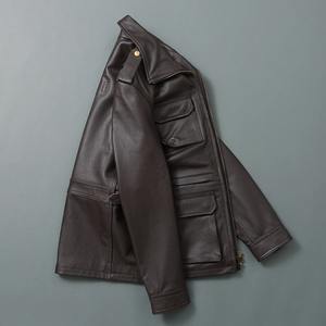 Chaqueta de Cuero Vacuno para Hombre, Impermeable, Cortavientos, Estilo Urbano, Chaqueta de Motociclista, Chaqueta de Piloto - Product Image 4