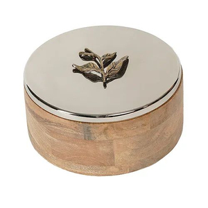 EXOTIC INDIAN ART Modern Luxury Handcrafted Mango <b>Wood</b> Wine <b>Box</b> Steel <b>Lid</b> Polished Stand Kitchen Souvenir Fairytale Wall Sign - Product Image 2