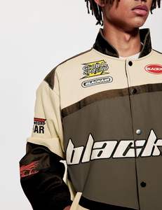 Chaqueta de bombardero de béisbol de gran tamaño con letras Vintage para hombre, abrigo universitario con cuello levantado, estilo de calle universitario - Product Image 5