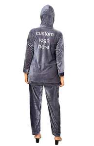 Women's Zipper hoodie and trouser set Pocket <b>Jacket</b> <b>Velvet</b> Jogging Suit Velour Tracksuits Women Two Piece Set wholesale - Product Image 2