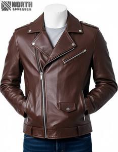 Nouveau 2025 vestes en cuir sur mesure en gros propre Logo tenue décontracté de haute qualité Faux ou fermeture éclair avant en cuir de mouton véritable - Product Image 1