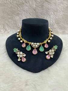 Premium Quality Minimal Wear <b>Necklace</b> <b>Set</b> Perfect For Engagement, Party Wear, <b>Wedding</b> Functions Luxury Finish Beautiful Colors - Product Image 3