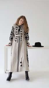 Vestido de mujer ucraniano tejido estampado Digital bordado Maxi lino/algodón manga larga vibrante último diseñador al por mayor - Product Image 3