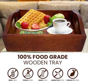 Plateau de service pliable en bois fait à la main avec poignée et carreaux en céramique fleuris pour le petit-déjeuner, le café, les collations, le dîner, le salon - Product Image 6