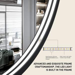 LED Illuminated <b>Bathroom</b> Mirror Black Metal Frame Dimmable Touch <b>Switch</b> Anti-Fog Waterproof Wall Mounted Makeup Mirror - Product Image 6