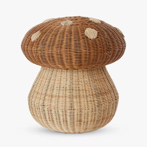 Panier à linge artisanal pour enfants, panier à linge, conteneur, décoration de chambre d'enfant, paniers en rotin naturel en forme de champignon - Product Image 1
