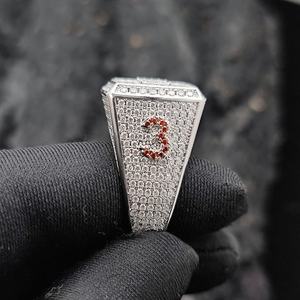 Iced Out Custom Letter 925 Sterling <b>Silver</b> Rhodium Plated VVS Moissanite Diamond Sparkling Luxury <b>Statement</b> <b>Ring</b> For Unisex - Product Image 5