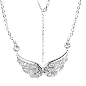 <b>Angel</b> Wings <b>Necklace</b> a Symbol of Grace and Protection Adorned with Sparkling Diamonds for Timeless Elegance Stonewels - Product Image 2