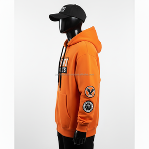 Premium 380GSM algodón polar cremallera Sudadera con capucha suave tela cálida Color naranja logotipo personalizado bordado Zip Basics Sudadera con capucha - Product Image 5