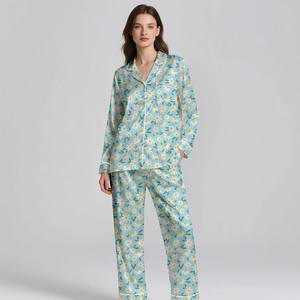 Ensemble de pyjama en satin de soie doux et respirant pour femmes, vêtements de nuit à manches longues pour toutes les saisons, été, printemps - Product Image 4