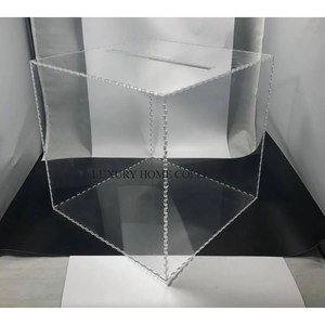 Set of 3 Clear Acrylic Storage Boxes Exclusive Quality Customized Shape and Sizes Wedding <b>Birthday</b> Parties Table <b>Top</b> Cards Boxes - Product Image 2