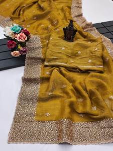 Wedding Wear Soft Crunchy With Embroidery Work <b>Saree</b> <b>Woman</b> Fashion Manufacturer From Surat India At Lowest Rate <b>For</b> Sale - Product Image 4