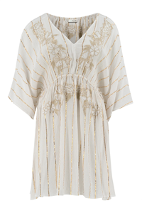 Verano bohemio bordado a mano Maxi vestido rayón tela cuello en V noche media manga vestido para damas largo Maxi vestido para mujer - Product Image 2