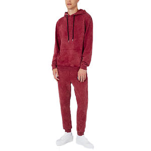 Sudadera con Capucha Personalizada para Hombre, de Algodón Grueso 100%, Estilo Urbano, Lavado Ácido Decolorado al Sol, Color Rojo Informal, OEM - Product Image 2