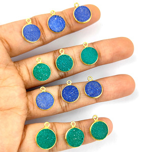 Colgante Druzy de piedras preciosas de 10mm en oro de 18 quilates Vermeil 925 Conjunto de bisel de plata esterlina Collar Colgantes y dijes finos hechos a mano - Product Image 4