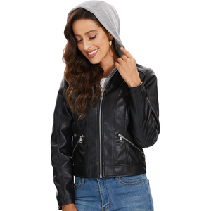 Veste en cuir véritable pour femme 2025 |   Vestes en cuir rembourrées en coton respirantes coupe-vent à manches longues pour l'hiver - Product Image 6