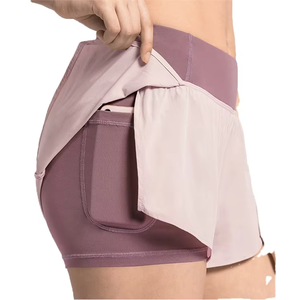 Shorts de Yoga de Doble Capa de Tela Elástica, Cintura Media, Ajustados, Transpirables, de Secado Rápido, Antibacterianos y Ecológicos - Product Image 1