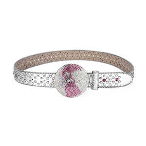 Boucle Globe en Strass avec Ceinture Argentée et Rose Cloutée - Product Image 2