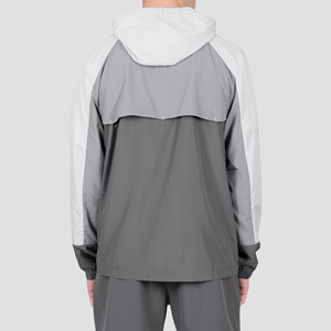 Survêtement en nylon léger avec fermeture éclair cousue personnalisée pour hommes coupe ample coupe-vent court ensemble de vêtements de rue Hip Hop - Product Image 2