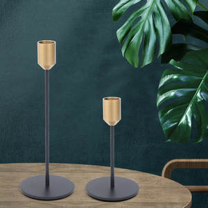 Opulent Pair of Black and Gold Iron Art <b>Candle</b> Holder Designed for High-End Restaurant Perfect Night Light for Special Occasions - Product Image 3