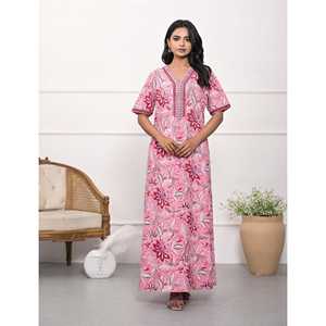 Camisón de Algodón Peach Jaal ODM, Tejido Popelín Cómodo y Suave para Verano, Cierre con Botones y Cordón Ajustable, Personalizable con Estampado Animal - Product Image 1