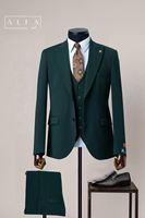 Costume Classique Respirant Homme Simple Boutonnage 80% Laine 20% Polyester Coupe Slim Col V Idéal Bureau ou Événements En Stock