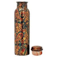 Bouteilles d'eau en cuivre anti-fuite à imprimé paon les plus vendues 1 L Bouteille d'eau en cuivre Cadeau personnalisé fait à la main par HAND MADE CRAFT