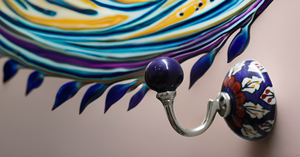 Vẽ tay màu đỏ trắng xanh lá hoa gốm móc treo tường mới lạ giữ chìa khóa quần áo treo khăn tắm khăn tắm móc - Product Image 6