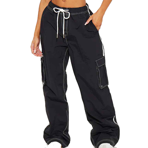 Pantalon Cargo coupe-vent de haute qualité pour femmes nouvelle mode taille moyenne cordon tissé pantalon bouton décoration conception respirante - Product Image 1