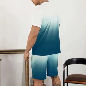 Conjunto de pantalones cortos deportivos de verano para hombre, camiseta con logotipo personalizado Muscle Fitness y pantalones cortos de manga corta a prueba de viento, diseño informal Reversible - Product Image 3